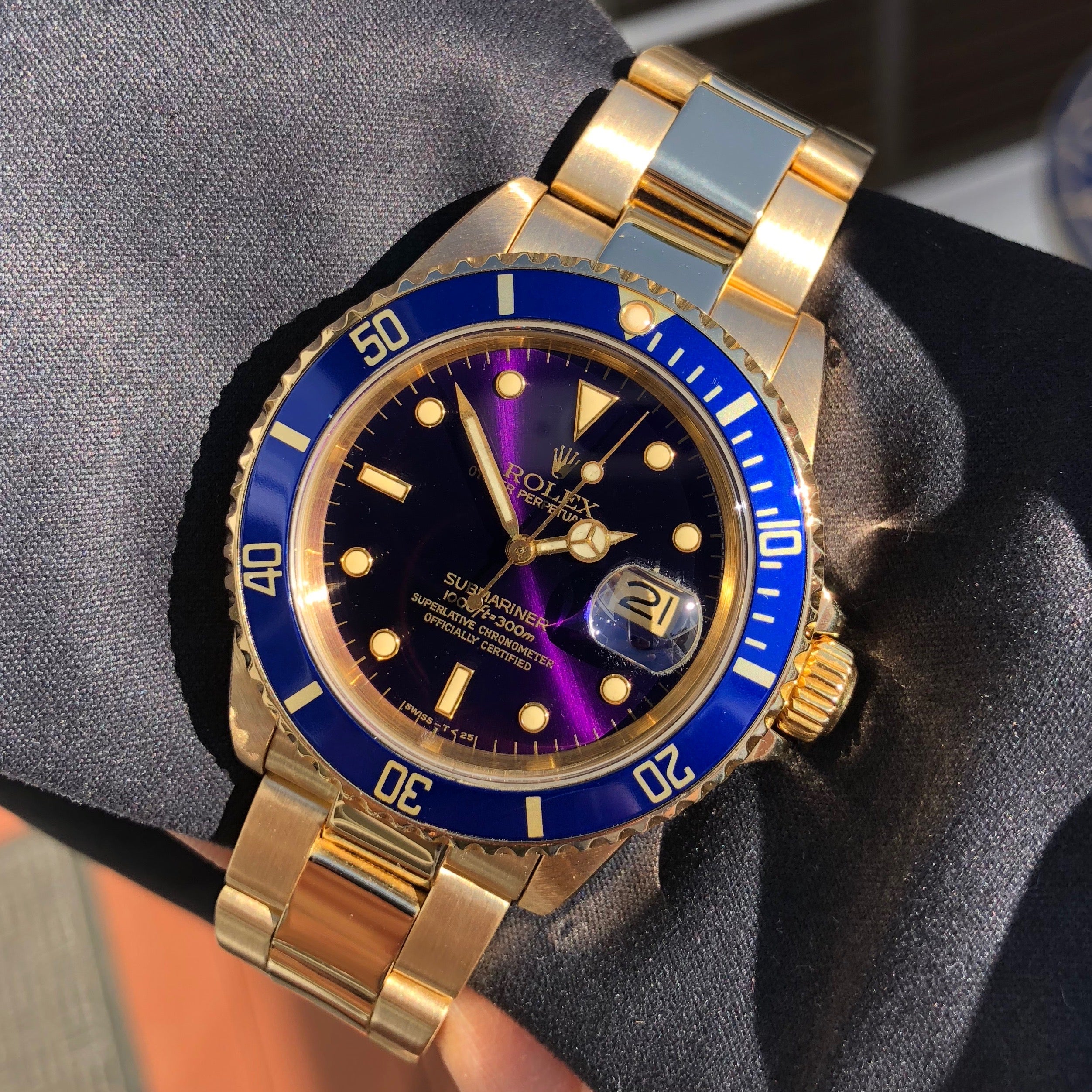 1984 Rolex Submariner 16808 Purple Color Change 18K Yellow Gold