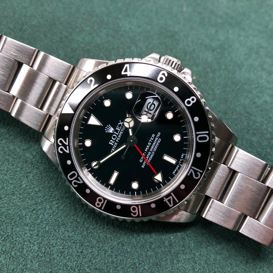 1995 Rolex GMT Master 16700 Stainless Steel Oyster Wristwatch - Hashtag Watch Co.