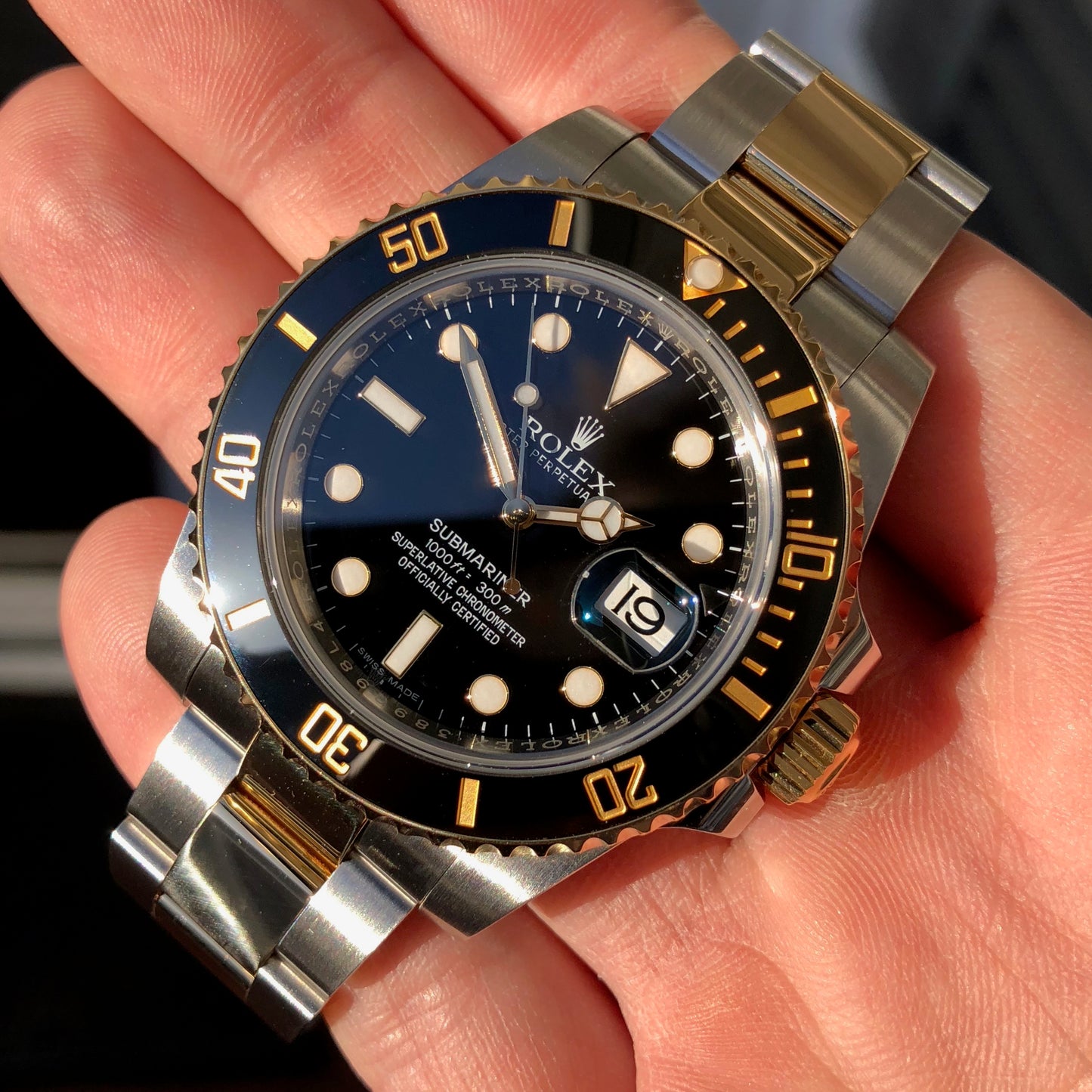 Rolex Submariner 116613 LN Black Two Tone Gold Steel Automatic Ceramic Wristwatch Box Papers - Hashtag Watch Company