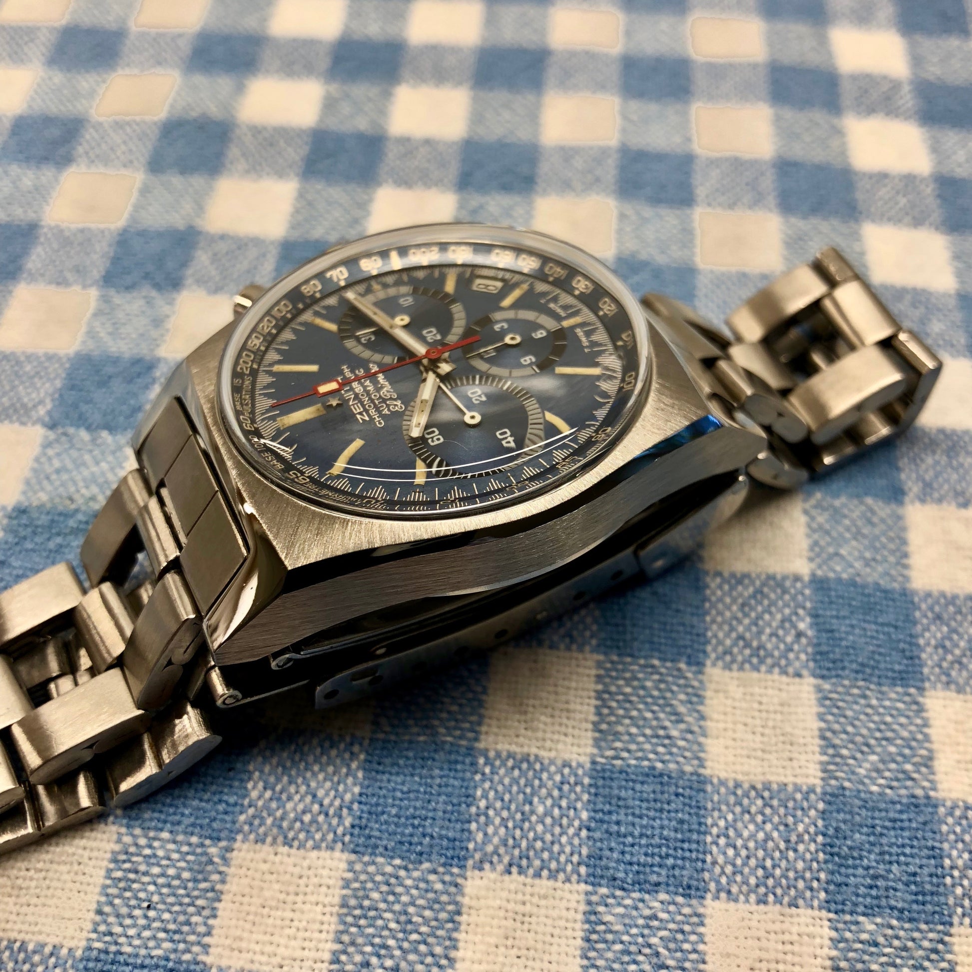 Vintage Zenith El Primero Cover Girl A3818 Steel Chronograph Automatic Gay Freres Wristwatch - Hashtag Watch Company