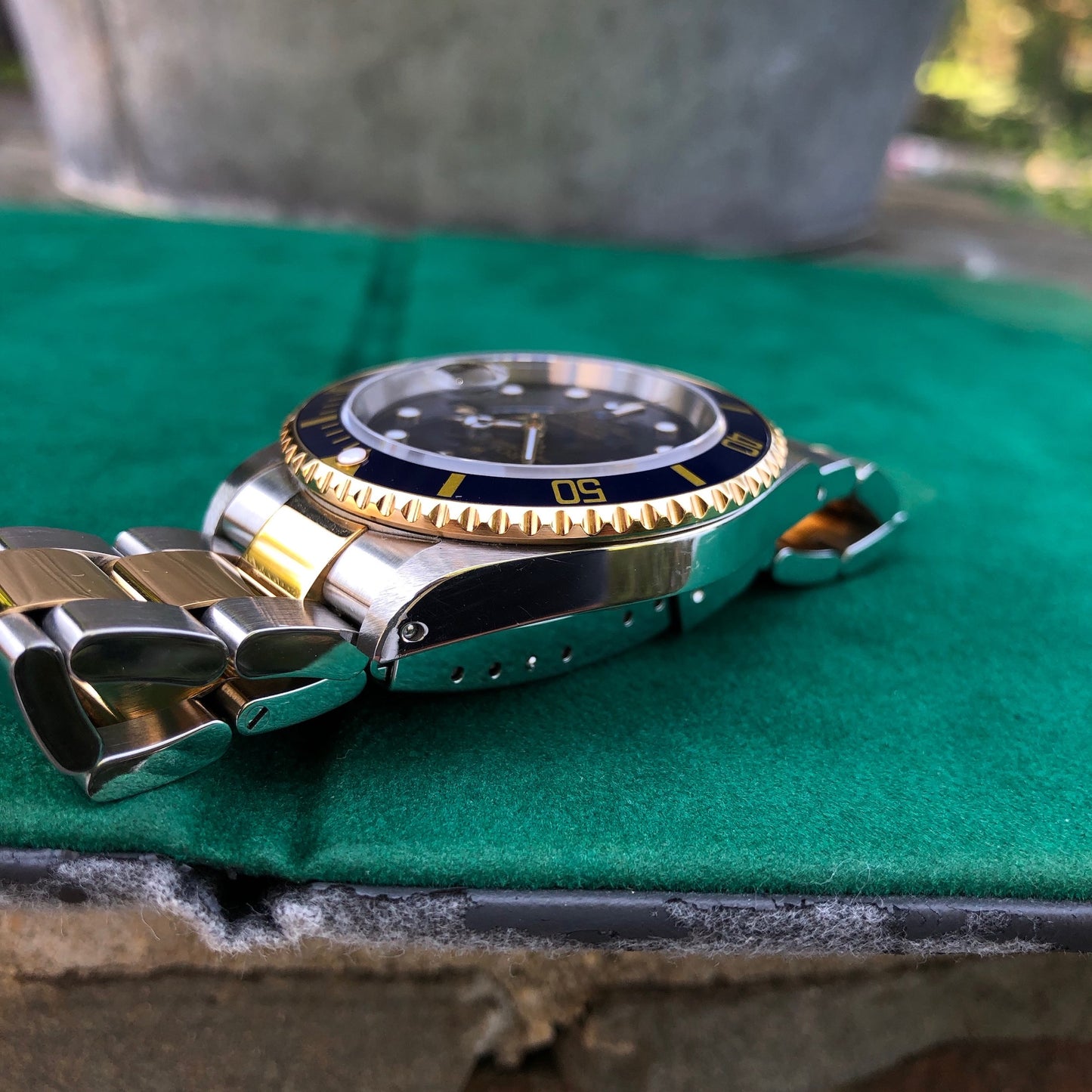 Rolex Submariner Date 16613 Blue Two Tone Stainless Steel Gold Wristwatch Box Papers Circa 2000 Unpolished - Hashtag Watch Company