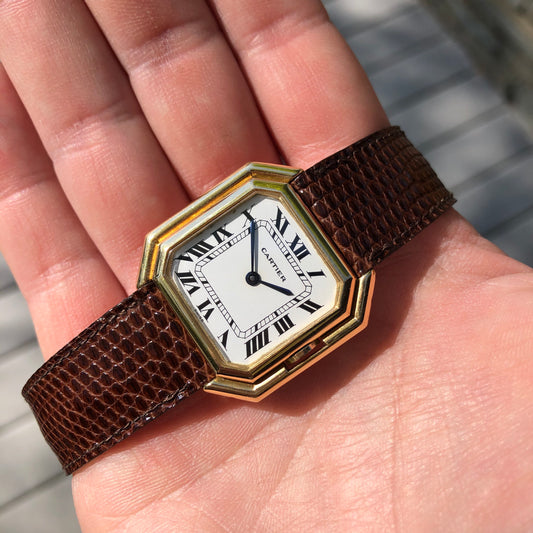 Vintage Cartier Ceinture Automatic 18K Yellow Gold 31mm Leather Deployment Wristwatch - Hashtag Watch Company