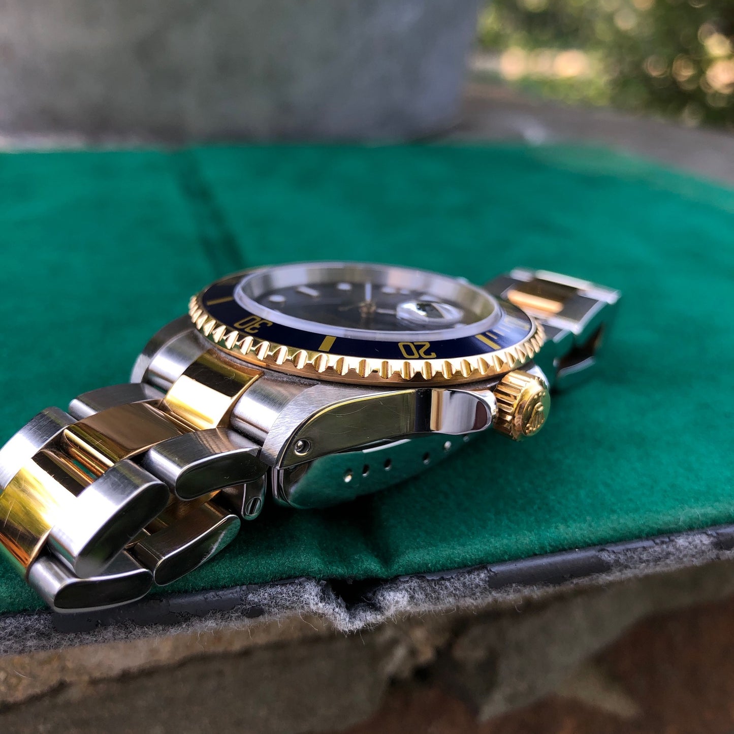 Rolex Submariner Date 16613 Blue Two Tone Stainless Steel Gold Wristwatch Box Papers Circa 2000 Unpolished - Hashtag Watch Company