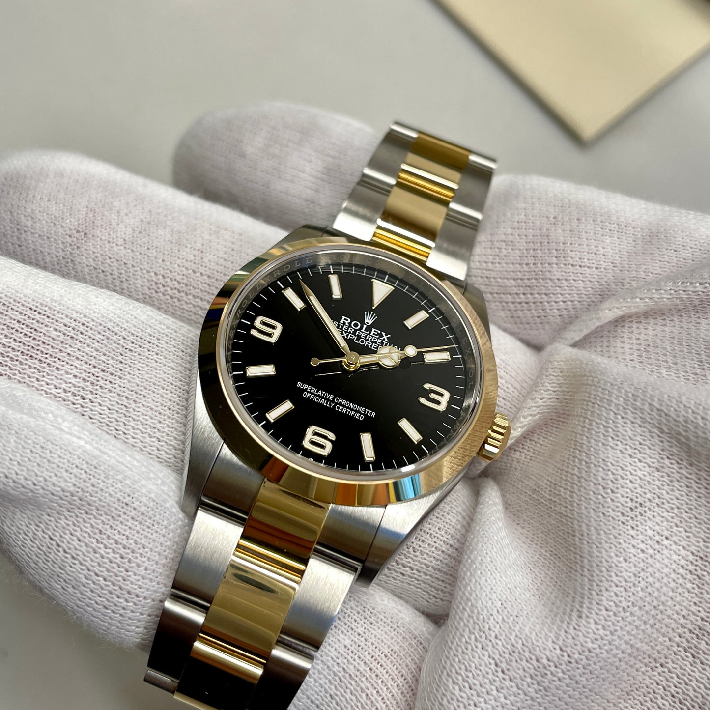 2021 Rolex Explorer 124273 Two Tone Steel Rolesor Gold Oyster Perpetual Steel Wristwatch Box Papers - Hashtag Watch Company