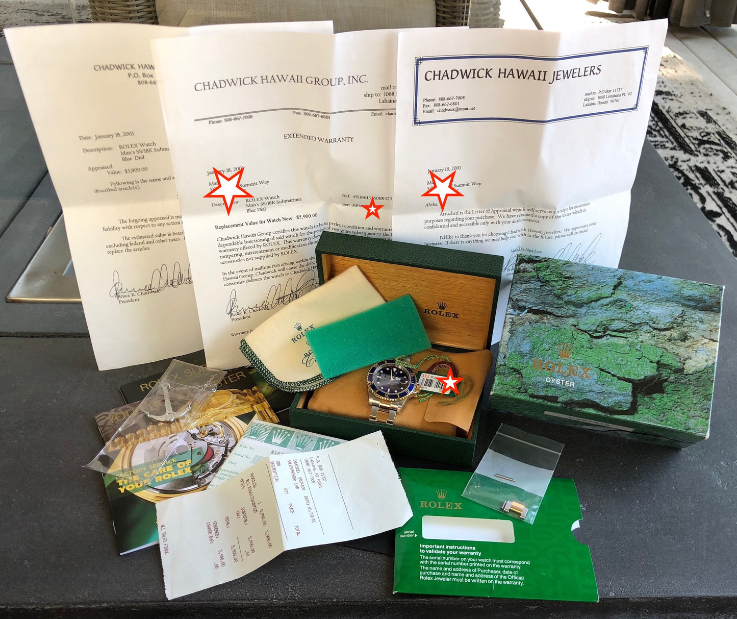 Rolex Submariner Date 16613 Blue Two Tone Stainless Steel Gold Wristwatch Box Papers Circa 2000 Unpolished - Hashtag Watch Company