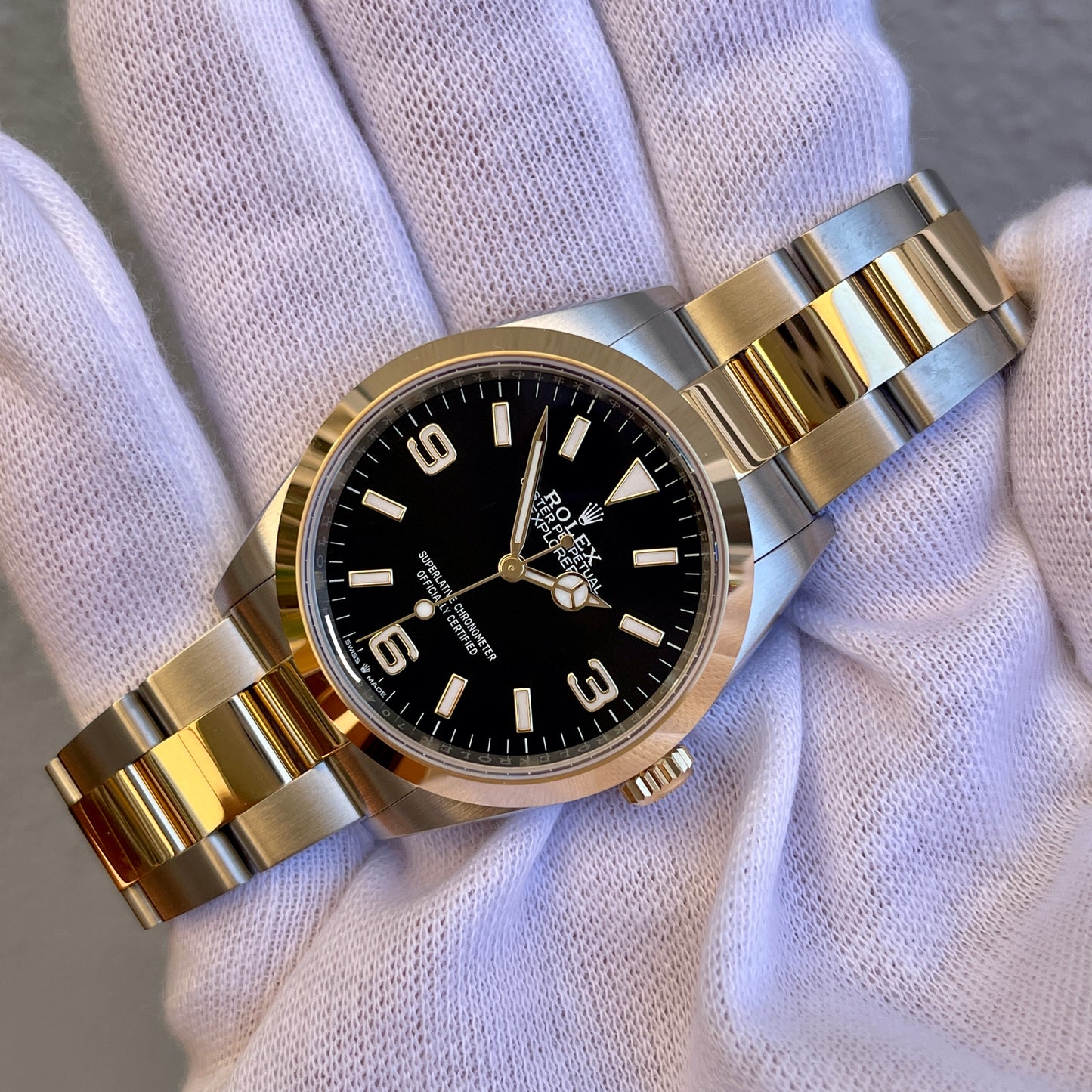 2021 Rolex Explorer 124273 Two Tone Steel Rolesor Gold Oyster Perpetual Steel Wristwatch Box Papers - Hashtag Watch Company
