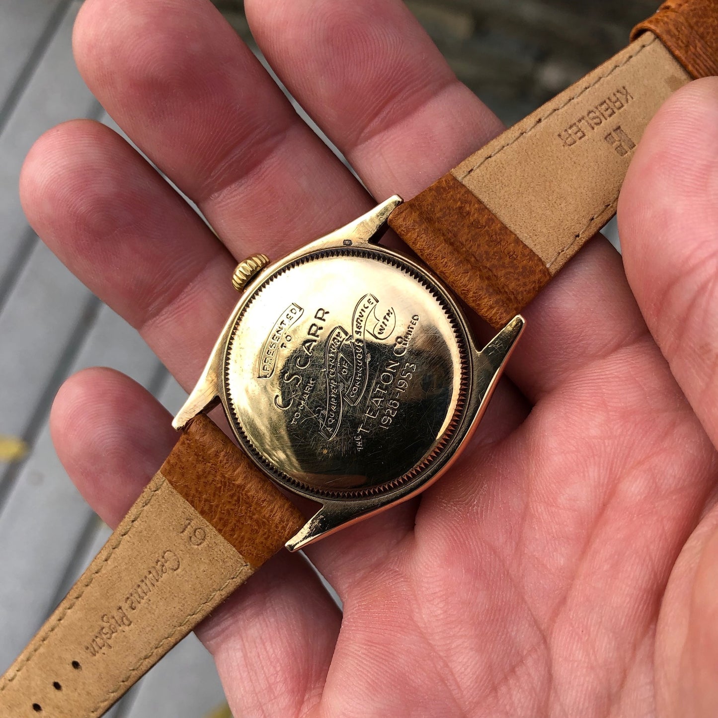Vintage Rolex 6022 Eaton Retailer Quarter Century Club Precision 14K Yellow Gold Wristwatch Circa 1958 - Hashtag Watch Company