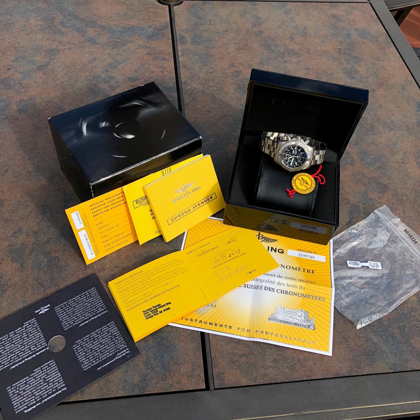 Breitling Avenger E13360 Titanium 44mm Chronograph Automatic Wristwatch Box Papers - Hashtag Watch Company