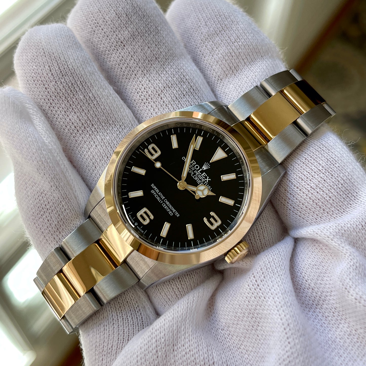 2021 Rolex Explorer 124273 Two Tone Steel Rolesor Gold Oyster Perpetual Steel Wristwatch Box Papers - Hashtag Watch Company