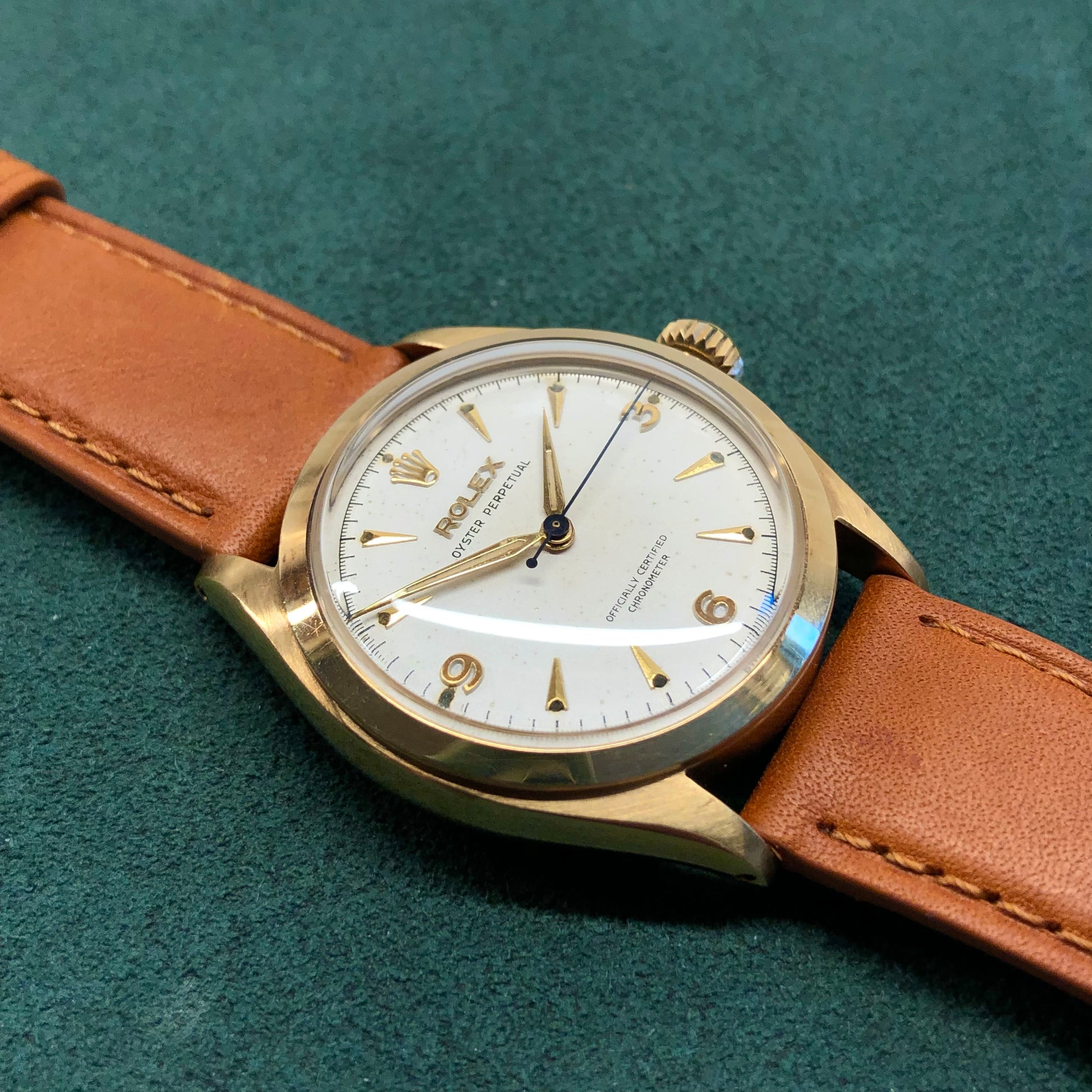 1958 Rolex Oyster Perpetual 6084 14K Yellow Gold Automatic Original Dial Wristwatch - Hashtag Watch Co.