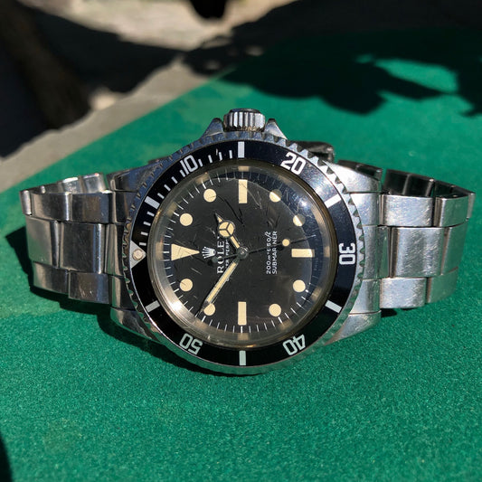 Vintage Rolex Submariner 5513 Meters Frist Dial Matte Black Wristwatch Circa 1967 - Hashtag Watch Company