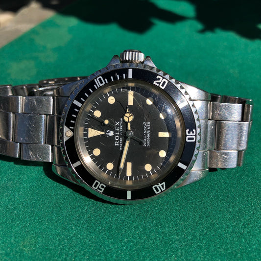Vintage Rolex Submariner 5513 Meters Frist Dial Matte Black Wristwatch Circa 1967 - Hashtag Watch Company