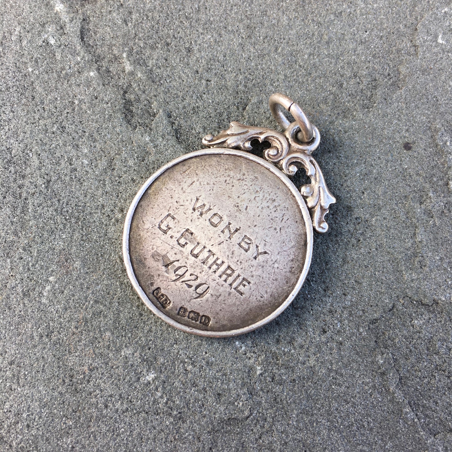 Vintage Antique Sterling Silver Fishing Pendant Award Circa Early 1900's - Hashtag Watch Company