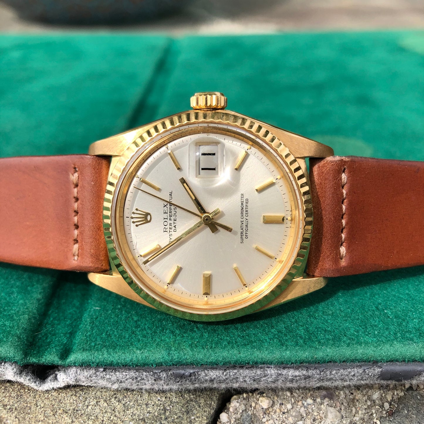 Vintage Rolex Datejust 1601 18K Yellow Gold Silver Automatic Wristwatch Circa 1969 - Hashtag Watch Company