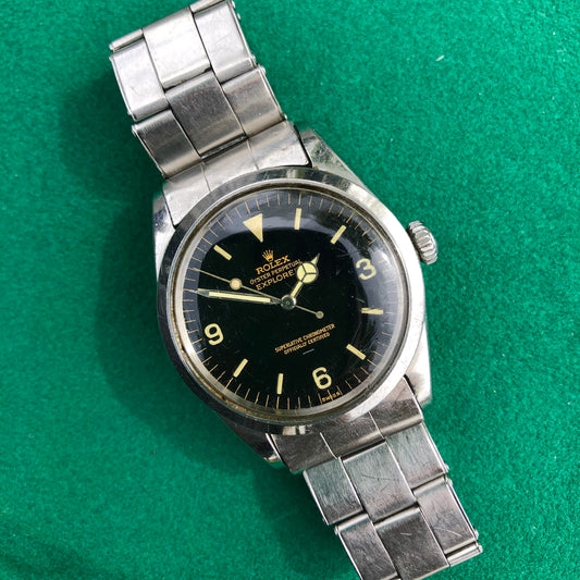 Vintage Rolex Explorer 1016 Gilt Underline Glossy Oyster Perpetual Wristwatch Circa 1963 - Hashtag Watch Company