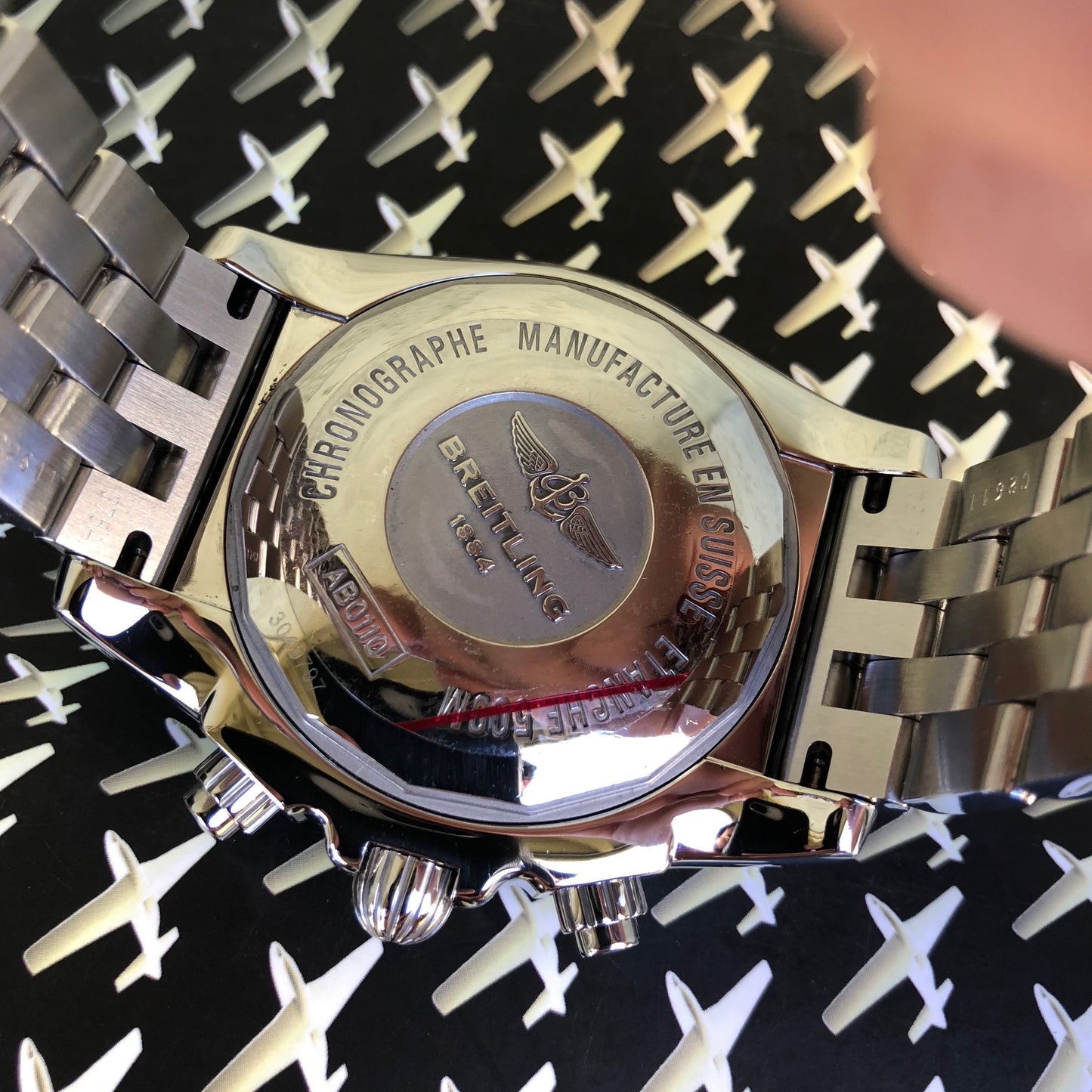Breitling Chronomat AB0110 Stainless Steel Black Chronograph Wristwatch Box Papers - Hashtag Watch Company