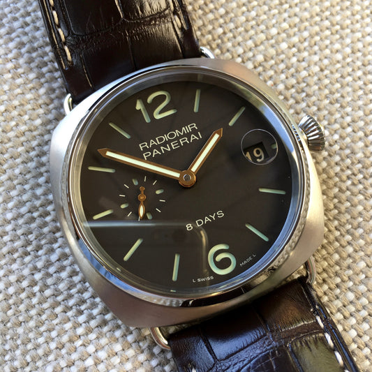 Panerai Radiomir PAM 346 Titanium 8 Days 45mm Brown Leather Wristwatch - Hashtag Watch Company