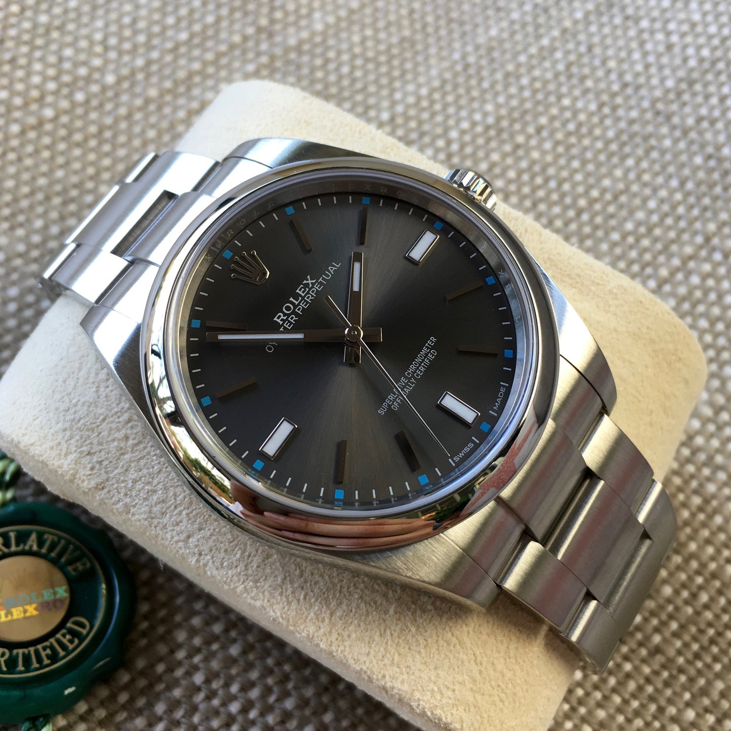 Rolex Oyster Perpetual 114300 Dark Rhodium Stainless Steel Mens Watch - Hashtag Watch Company