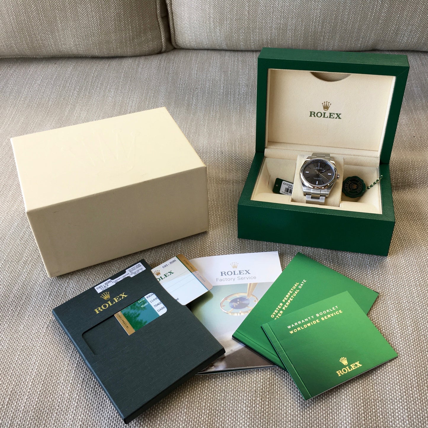 Rolex Oyster Perpetual 114300 Dark Rhodium Stainless Steel Mens Watch - Hashtag Watch Company