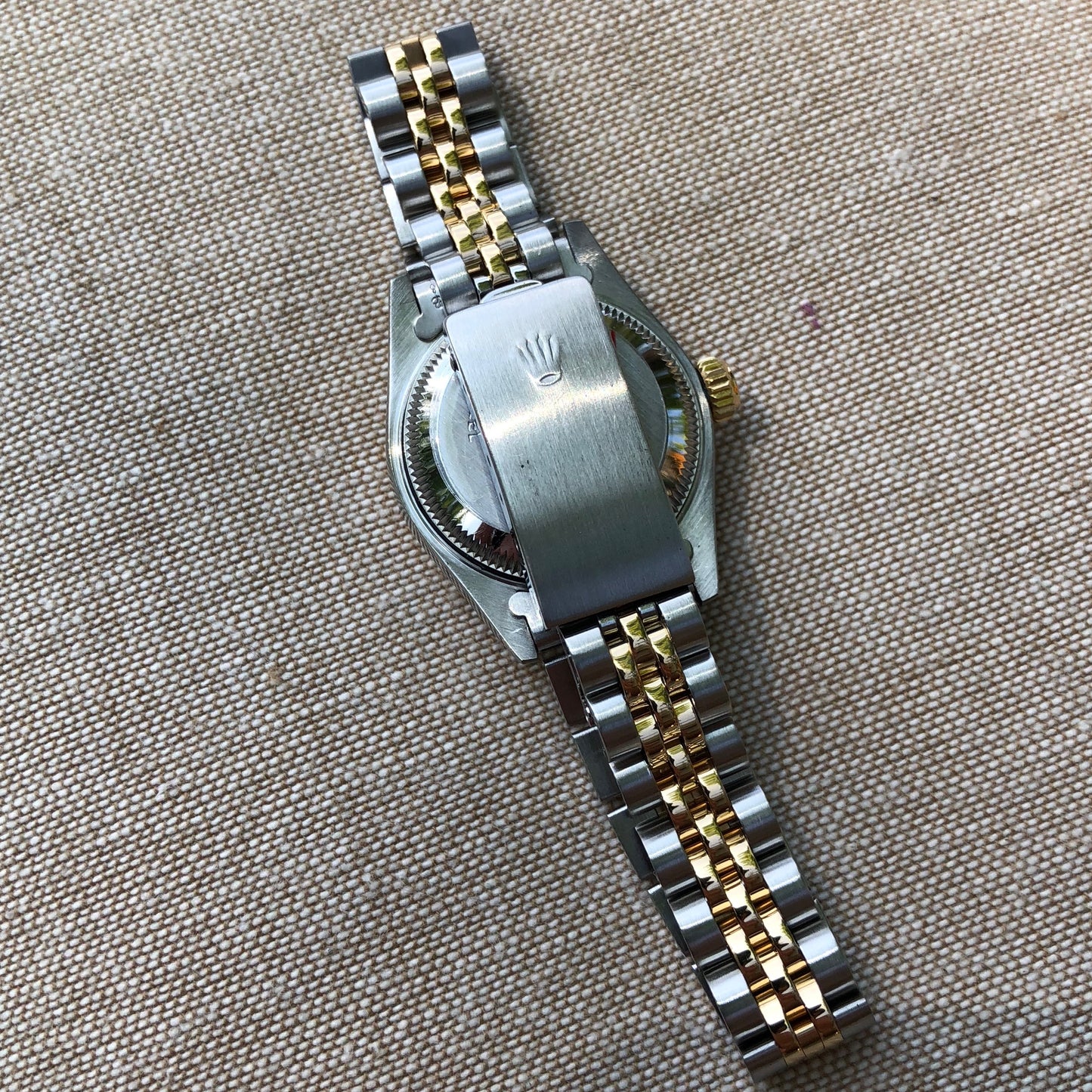 Rolex Datejust 69173 Ladies Two Tone Champagne Stick Dial Steel 18K Gold Jubilee Wristwatch Box & Papers - Hashtag Watch Company