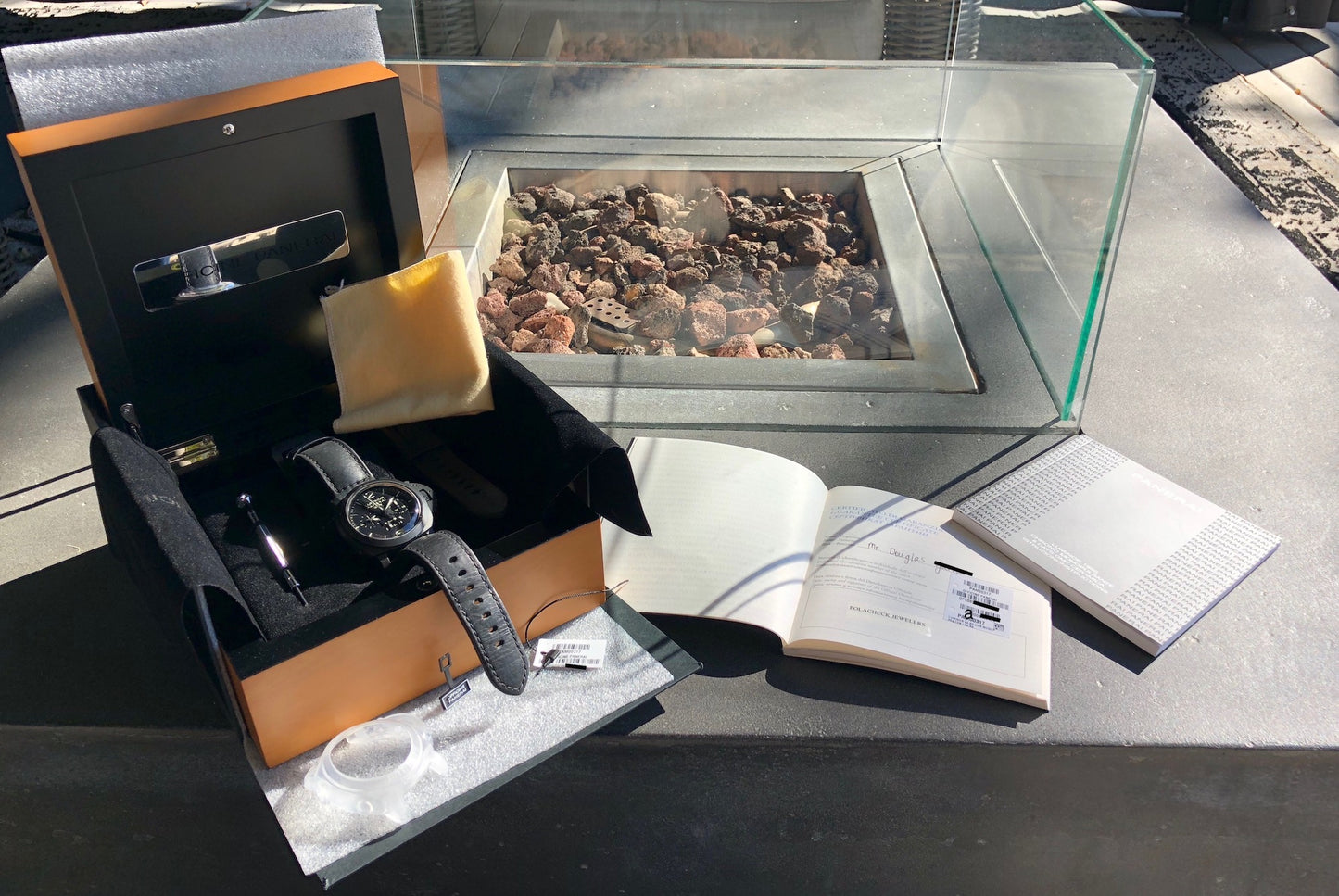 Panerai Luminor PAM 317 Monopulsante 1950 8 Days Chronograph GMT Wristwatch Box Papers - Hashtag Watch Company