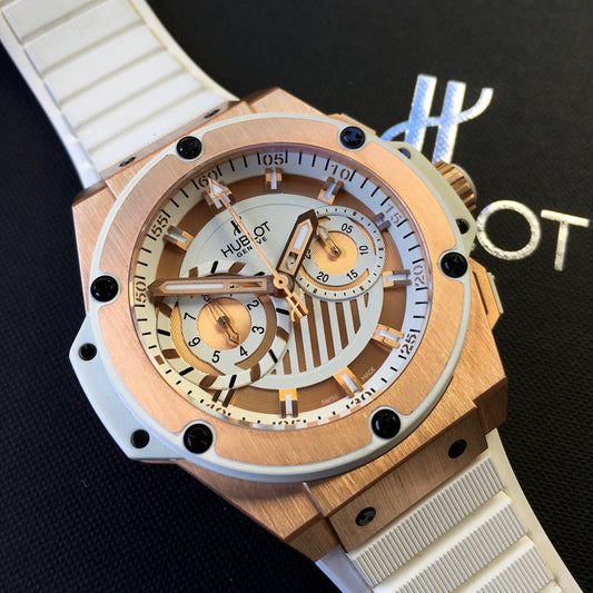 Hublot King Power Foudroyante 715.OE.2118.RW 18K Rose Gold Chronograph Watch - Hashtag Watch Company