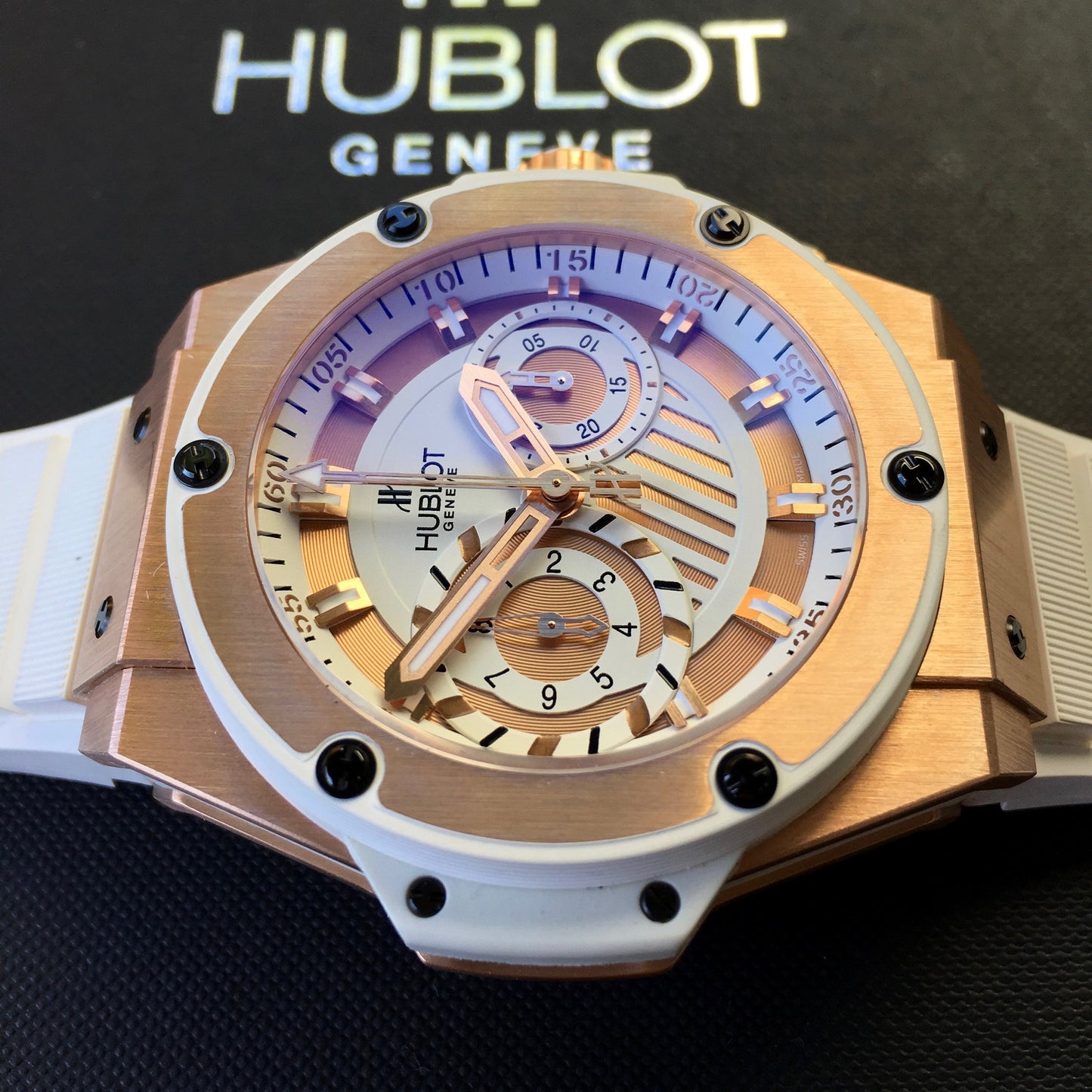 Hublot King Power Foudroyante 715.OE.2118.RW 18K Rose Gold Chronograph Watch - Hashtag Watch Company