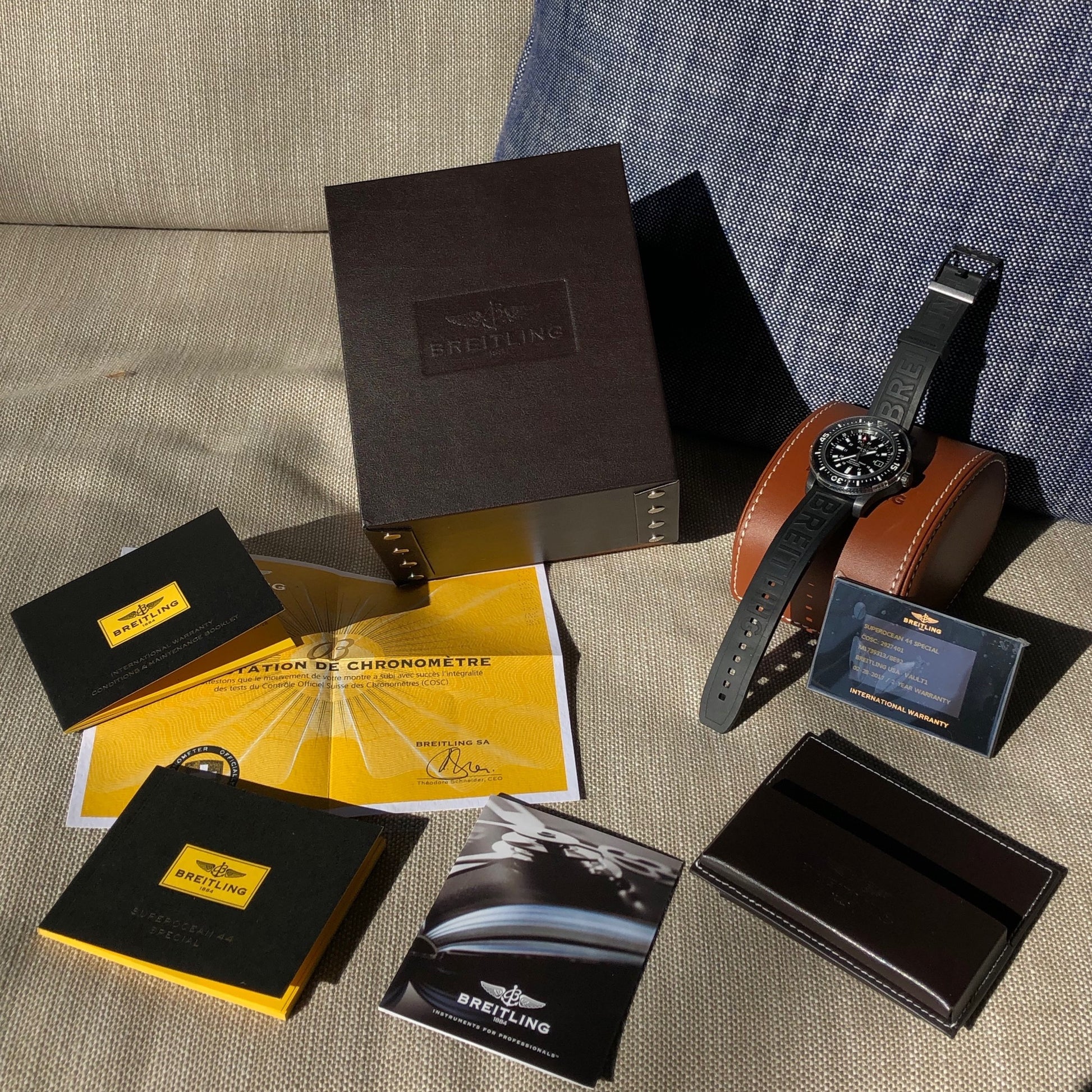 Breitling Superocean 44 Special M1739313 Black Steel Automatic Wristwatch Box Papers - Hashtag Watch Company