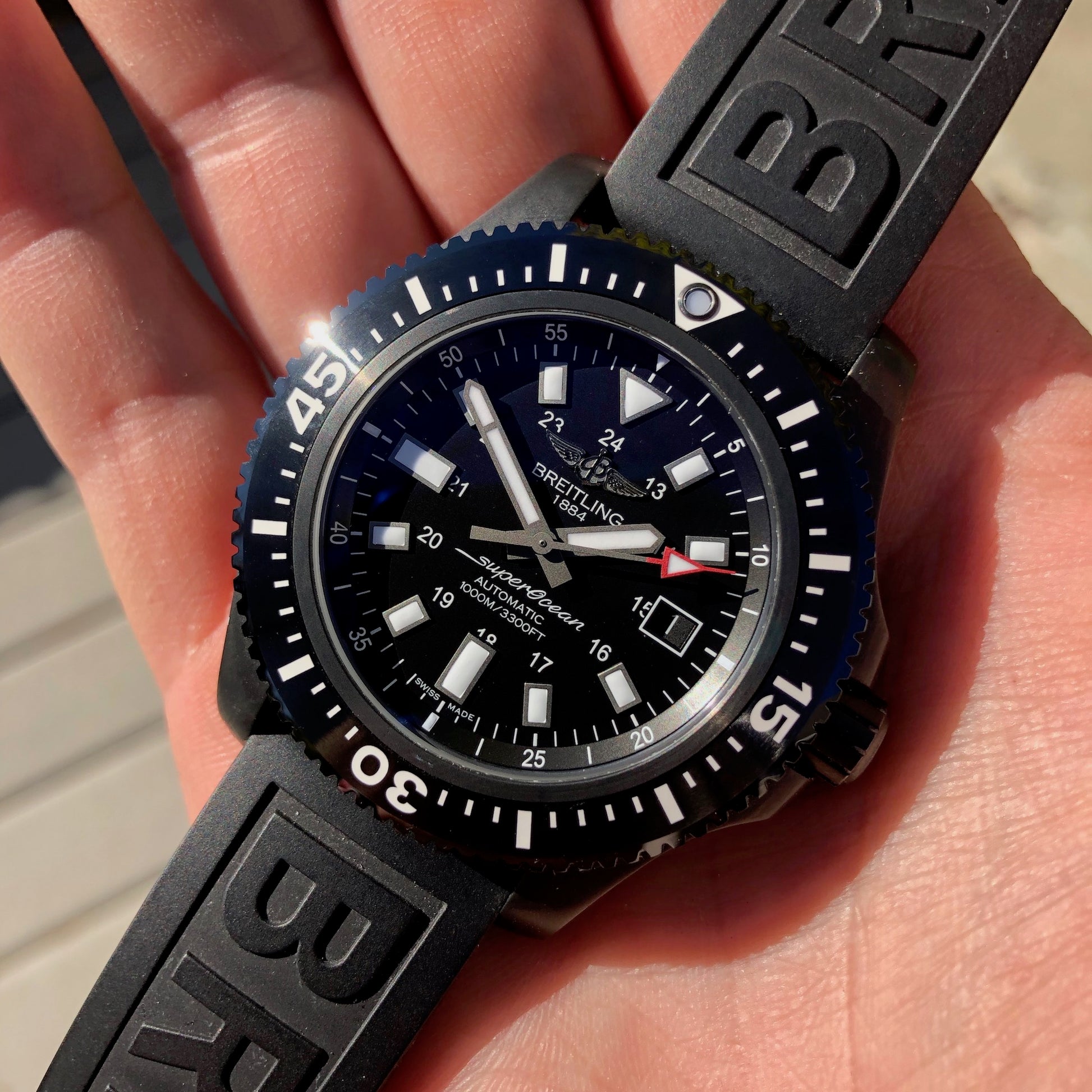 Breitling Superocean 44 Special M1739313 Black Steel Automatic Wristwatch Box Papers - Hashtag Watch Company