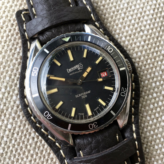 Vintage Eberhard & Co. Scafograf 300 Roulette Date Stainless Steel Watch - Hashtag Watch Company