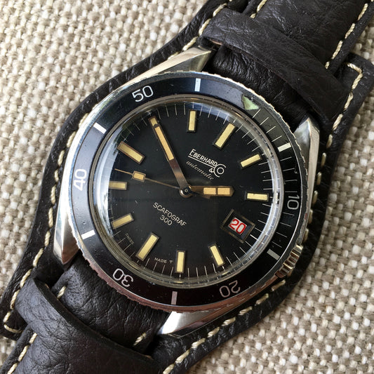 Vintage Eberhard & Co. Scafograf 300 Roulette Date Stainless Steel Watch - Hashtag Watch Company