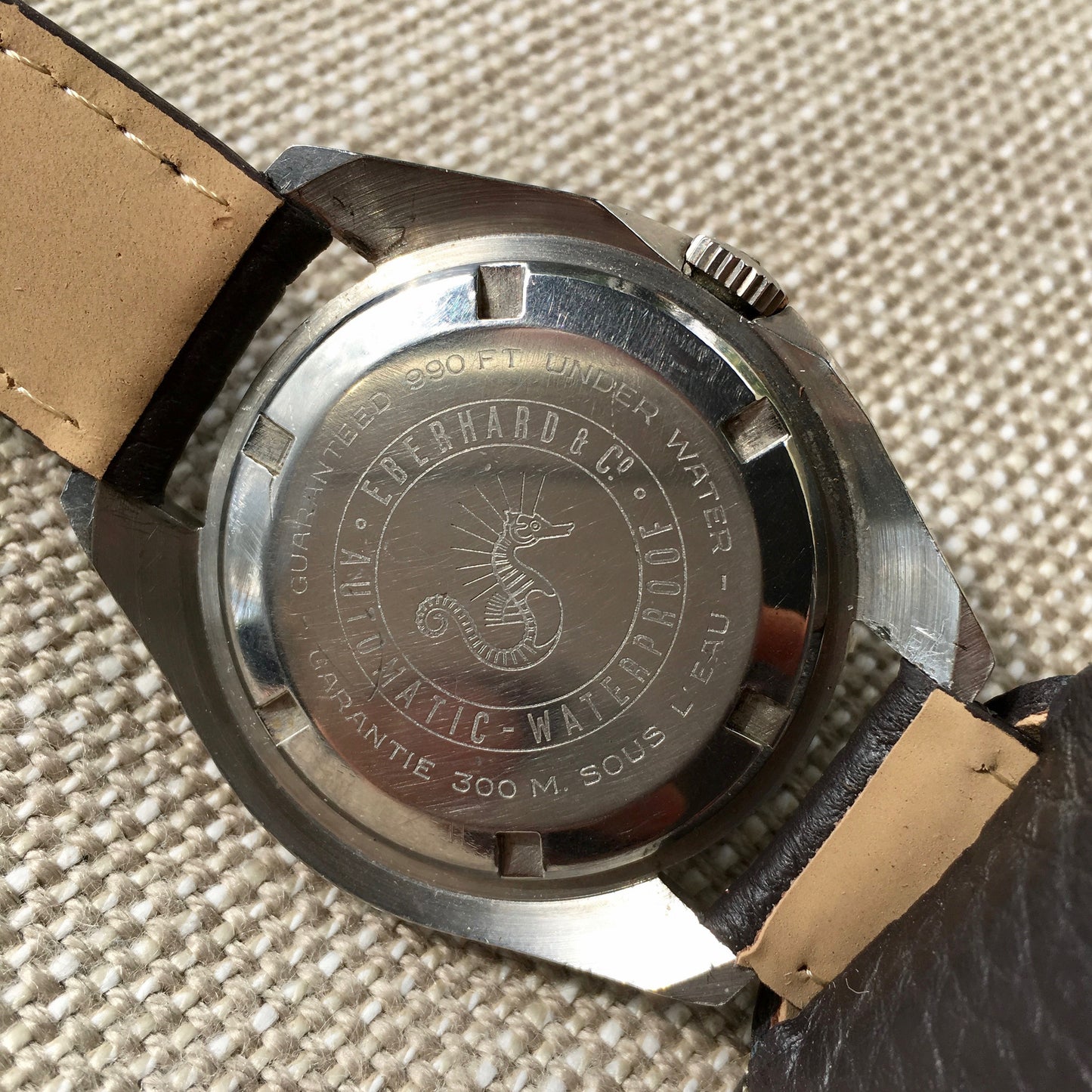 Vintage Eberhard & Co. Scafograf 300 Roulette Date Stainless Steel Watch - Hashtag Watch Company