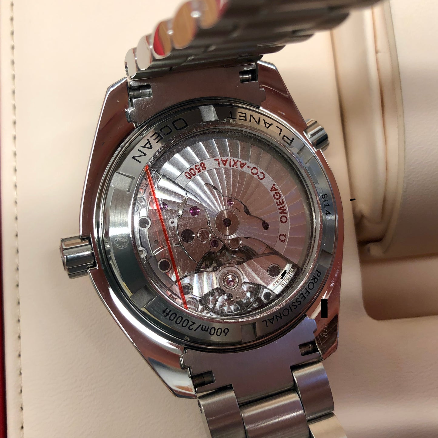 2018 Omega Planet Ocean 600M Seamaster 232.30.42.21.01.002 Steel Co-Axial 42mm Orange Bezel Box Papers - Hashtag Watch Co.