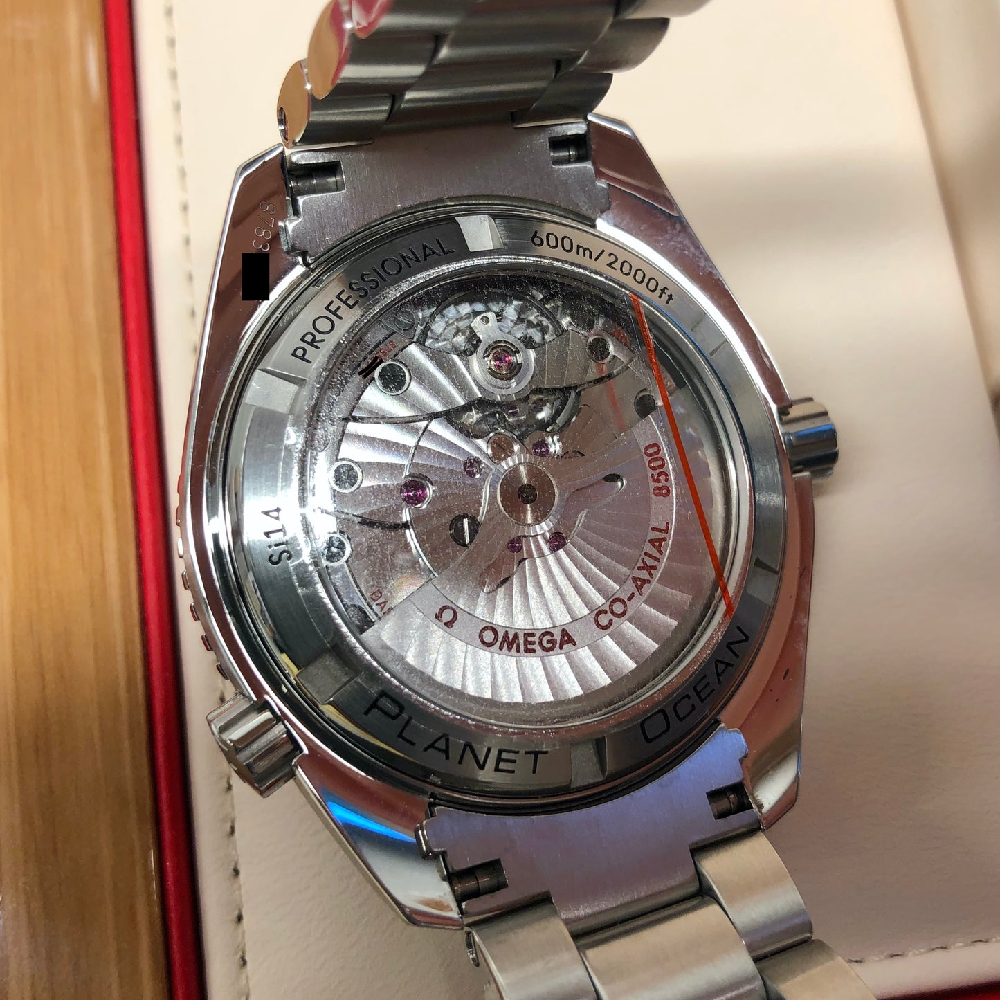 2018 Omega Planet Ocean 600M Seamaster 232.30.42.21.01.002 Steel Co-Axial 42mm Orange Bezel Box Papers - Hashtag Watch Co.