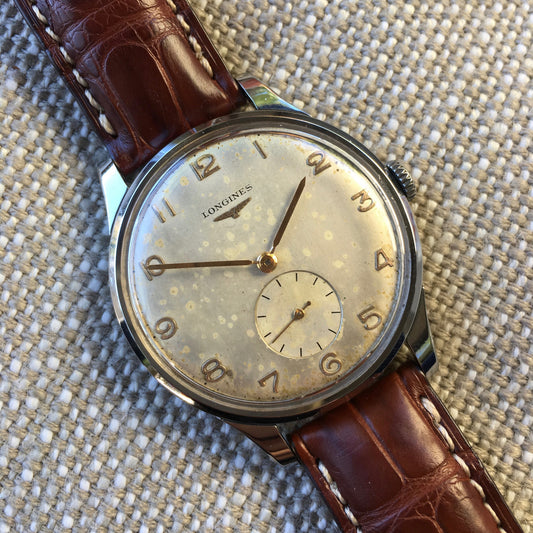Vintage Longines 5561-8 Oversized 37mm Steel Cal. 27m Wristwatch 1950's - Hashtag Watch Company