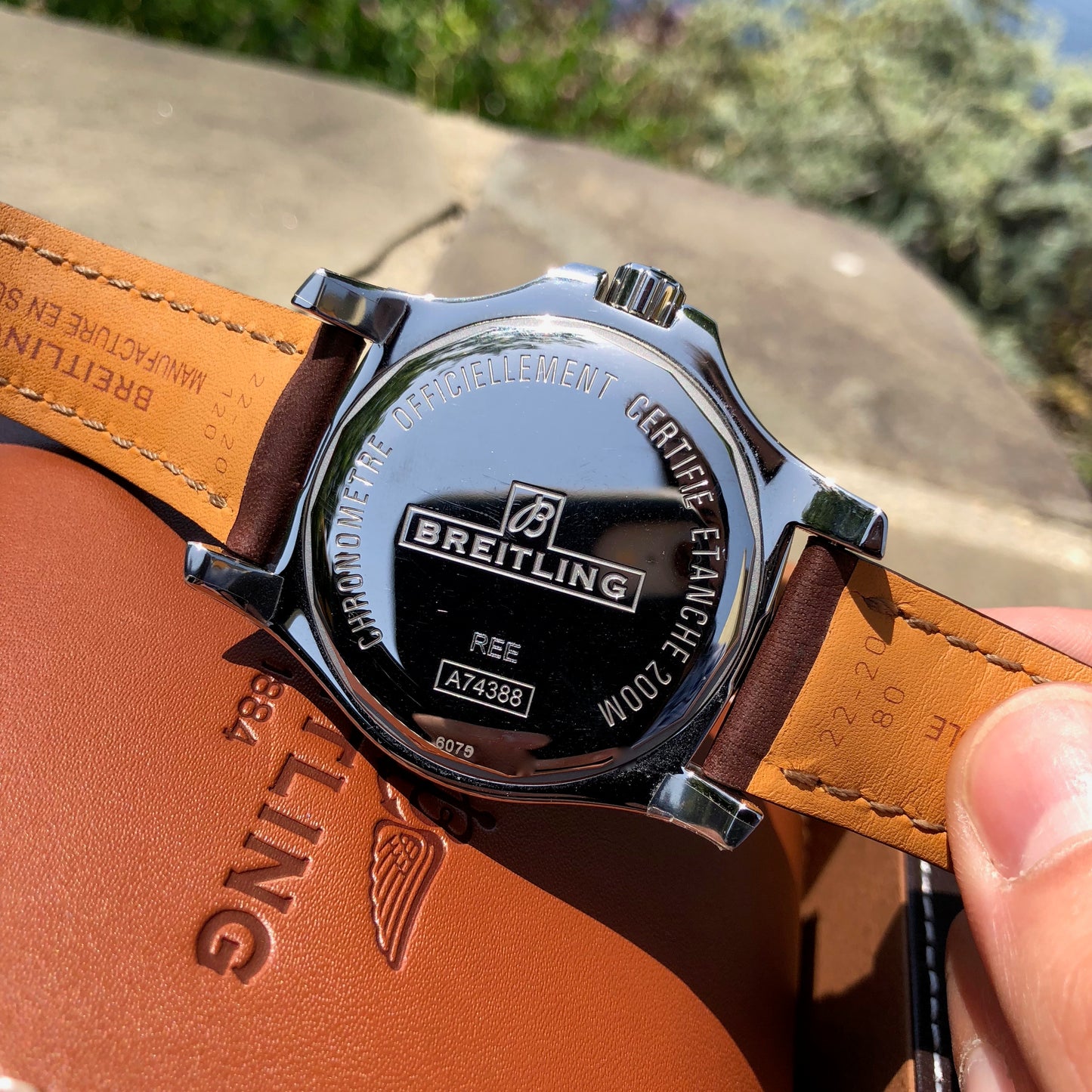Breitling Colt Quartz Blue A7438811 Brown Leather 44mm Wristwatch Box & Papers - Hashtag Watch Company