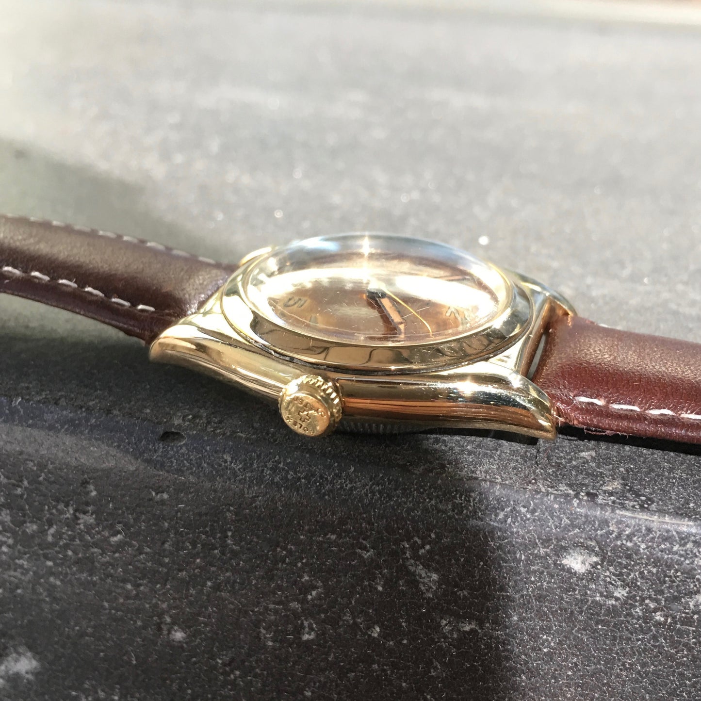 Vintage Rolex Bubbleback 3725 14K Solid Gold Steel TROPICAL Automatic Watch - Hashtag Watch Company