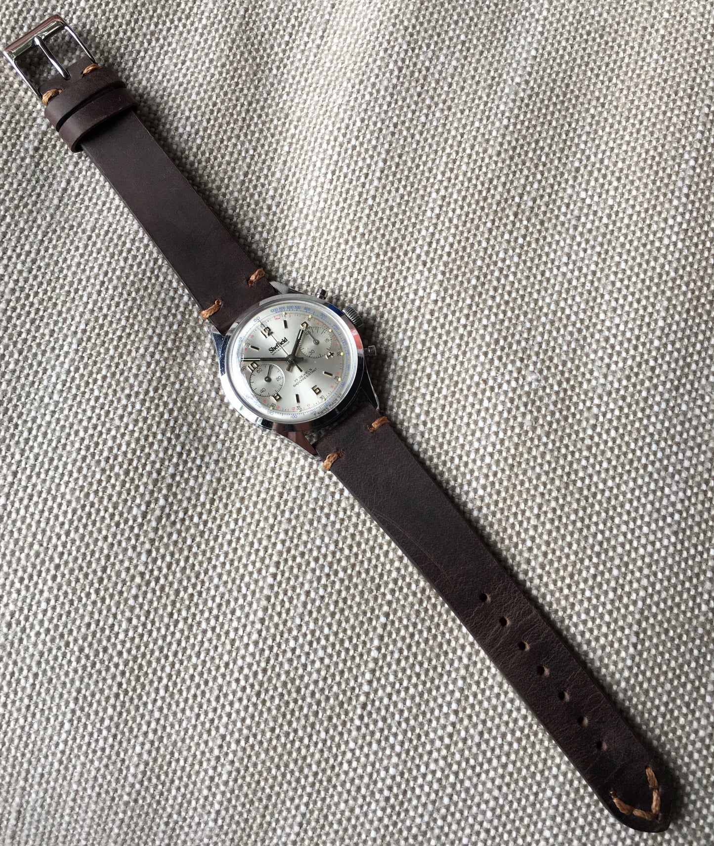 Vintage Sheffield 351-210 Waterproof Chronograph Venus 210 Manual Wind Wristwatch - Hashtag Watch Company