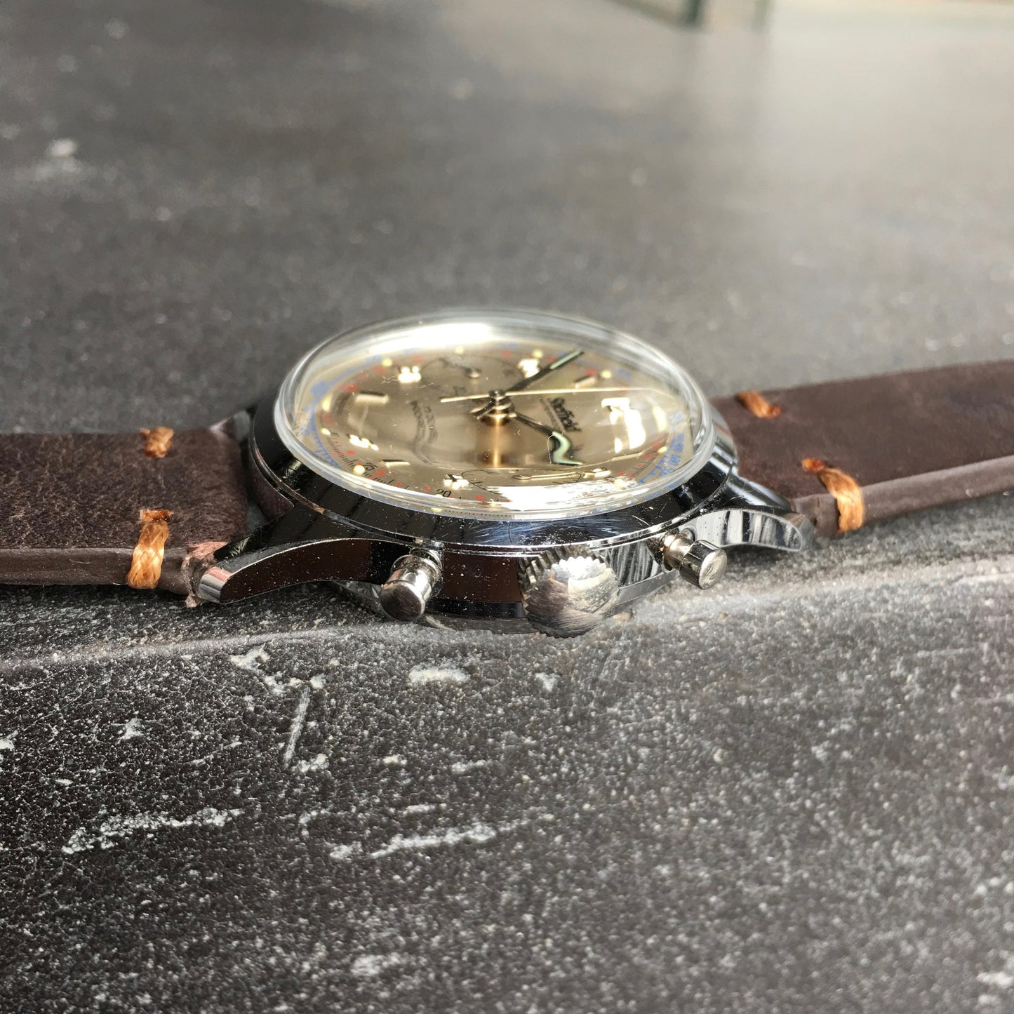 Vintage Sheffield 351-210 Waterproof Chronograph Venus 210 Manual Wind Wristwatch - Hashtag Watch Company