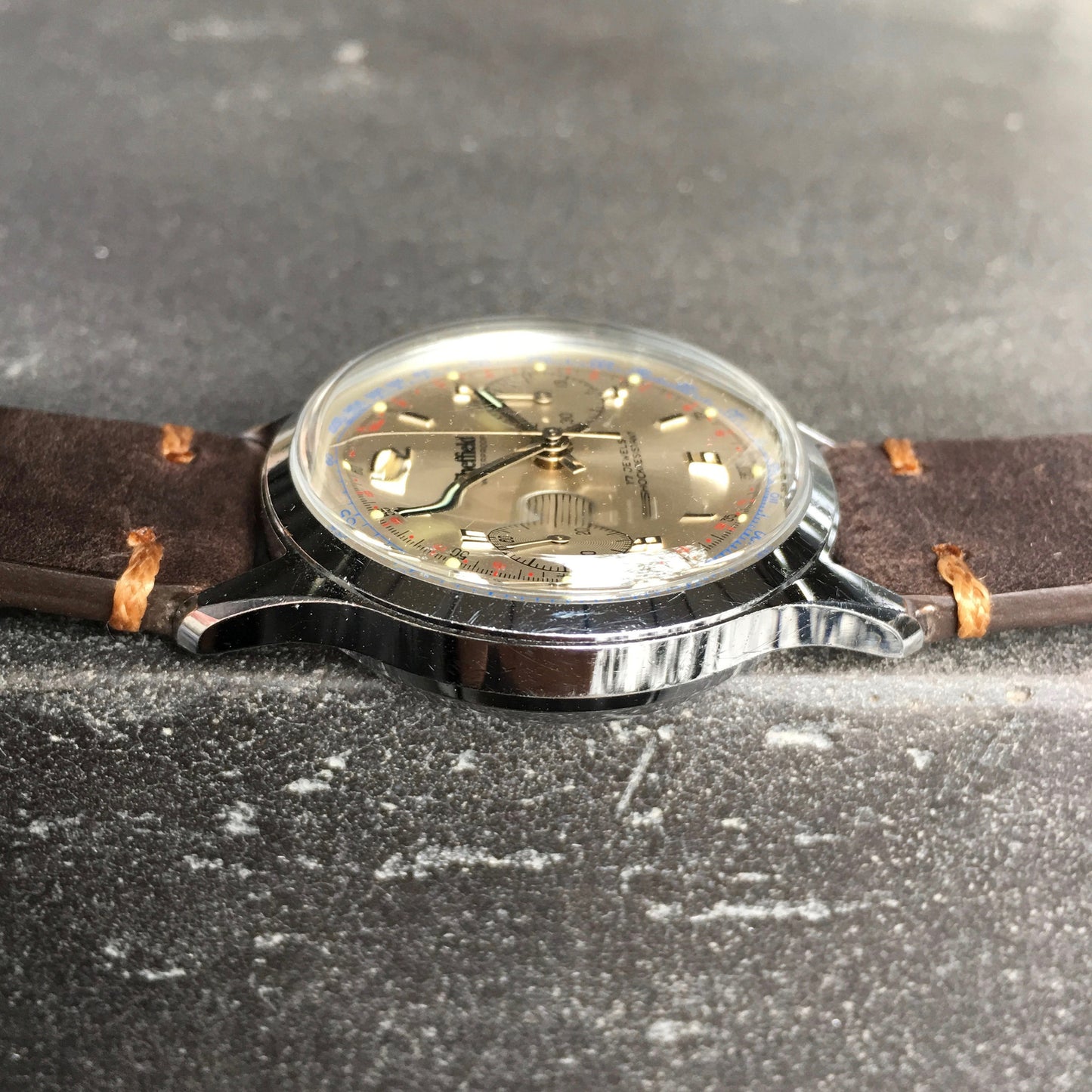 Vintage Sheffield 351-210 Waterproof Chronograph Venus 210 Manual Wind Wristwatch - Hashtag Watch Company