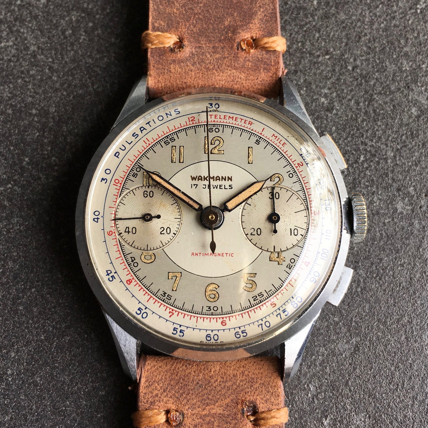 Vintage Wakmann Antimagnetic Pulsations Landeron 48 Chronograph Wristwatch - Hashtag Watch Company