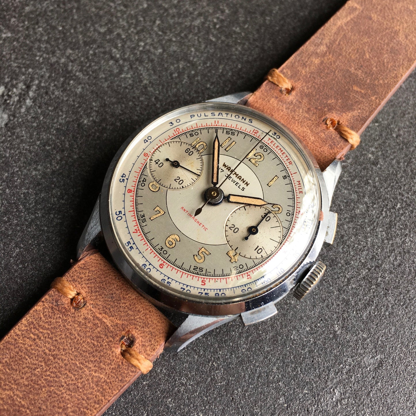 Vintage Wakmann Antimagnetic Pulsations Landeron 48 Chronograph Wristwatch - Hashtag Watch Company