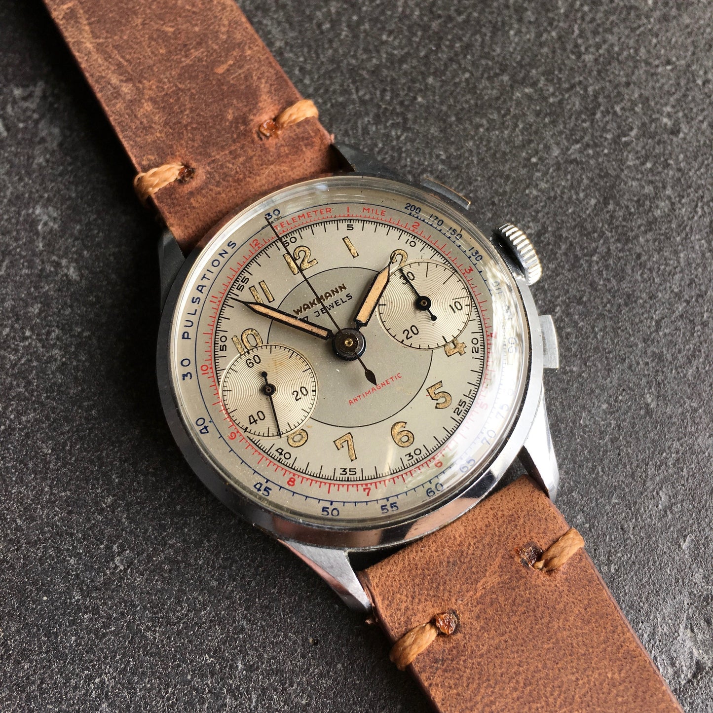 Vintage Wakmann Antimagnetic Pulsations Landeron 48 Chronograph Wristwatch - Hashtag Watch Company