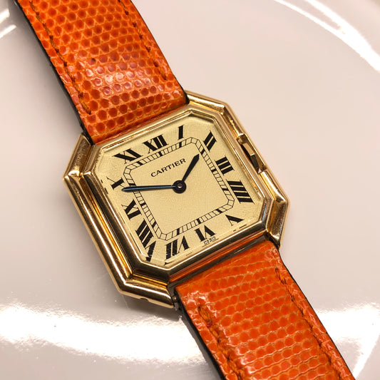 Cartier Ceinture Automatique Jumbo 18K Yellow Gold Paris Leather Vintage 31mm Wristwatch - Hashtag Watch Company