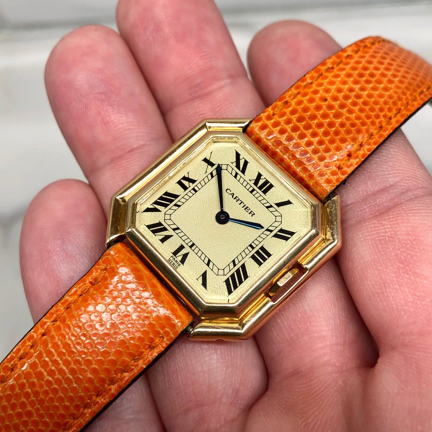 Cartier Ceinture Automatique Jumbo 18K Yellow Gold Paris Leather Vintage 31mm Wristwatch - Hashtag Watch Company