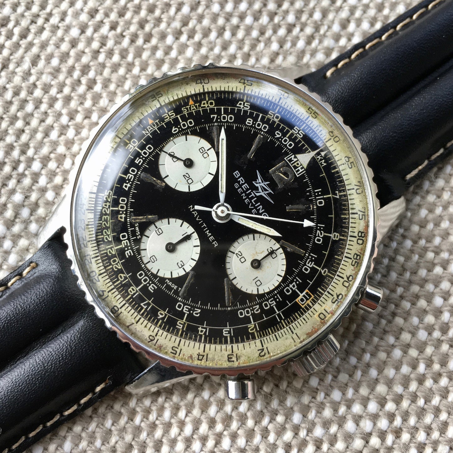 Vintage Breitling Navitimer 806 Steel Chronograph Venus 178 1968 Wristwatch - Hashtag Watch Company
