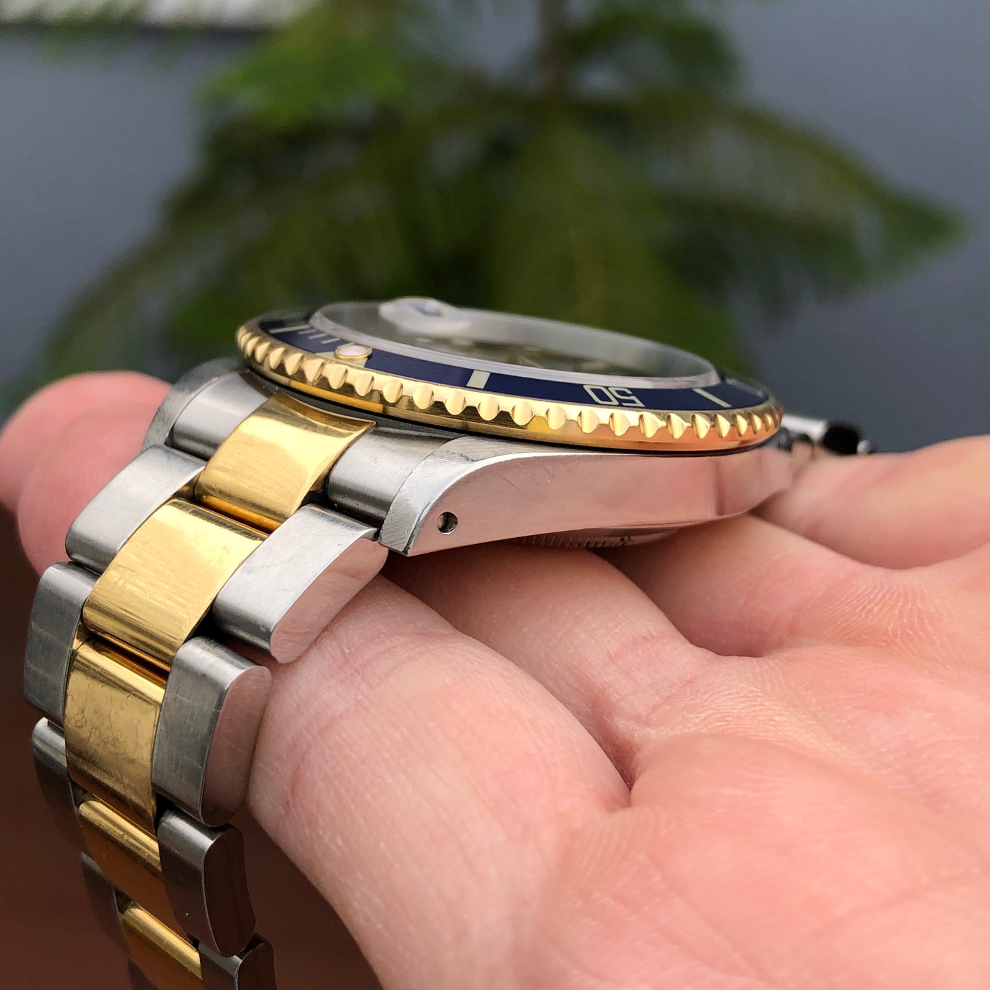 2002 Rolex Submariner Date 16613 Blue Two Tone Oyster 18K Steel Wristwatch Box Papers - Hashtag Watch Company