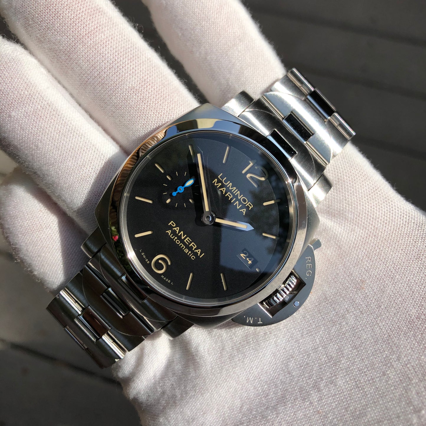 Panerai Luminor Marina 1950 PAM 722 Automatic Stainless Steel 42mm Wristwatch Box Papers - Hashtag Watch Company