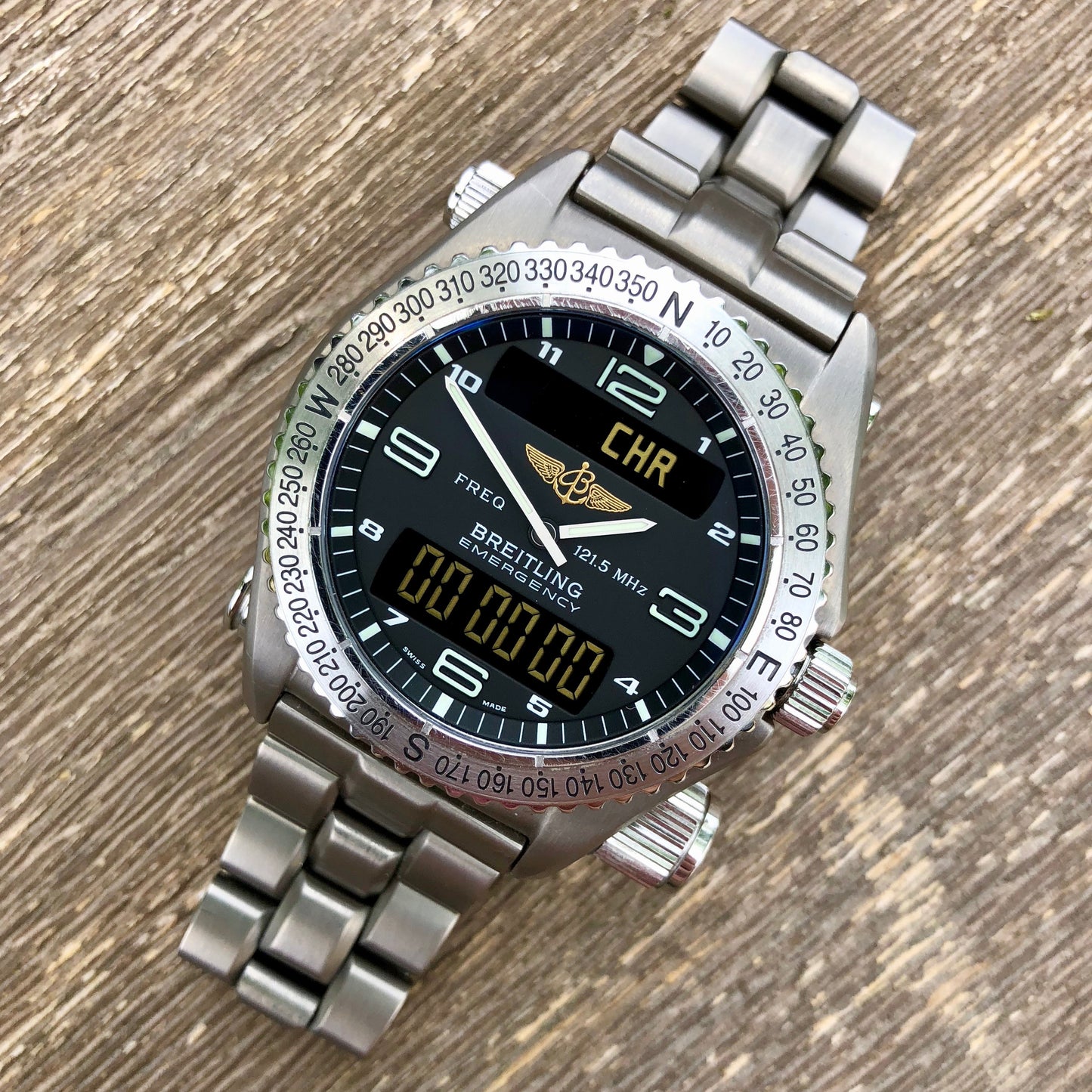 Breitling Emergency E56321 Titanium Aeronautical 43mm Wristwatch Box & Papers - Hashtag Watch Company