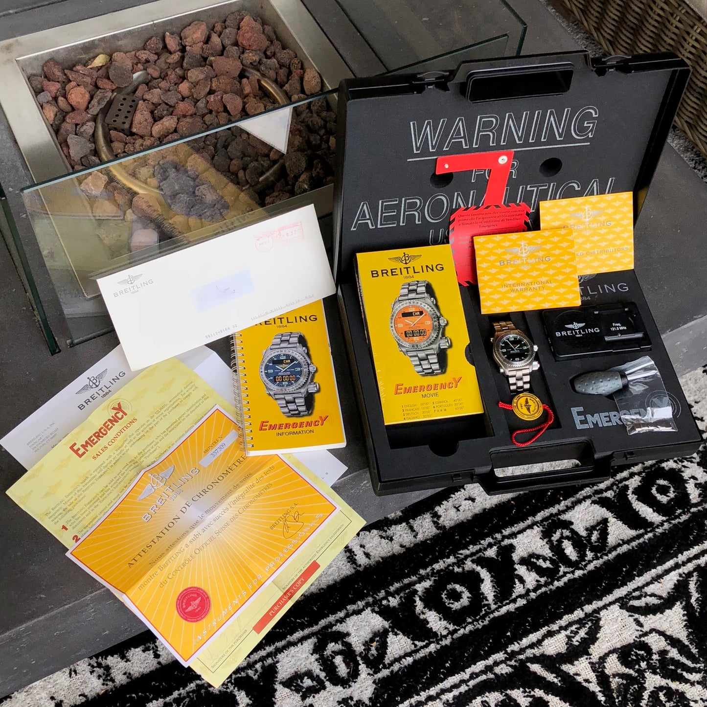 Breitling Emergency E56321 Titanium Aeronautical 43mm Wristwatch Box & Papers - Hashtag Watch Company